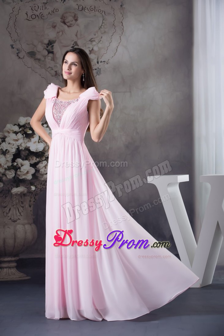 Pink Prom Celebrity Dress with Beading and Ruching Accent