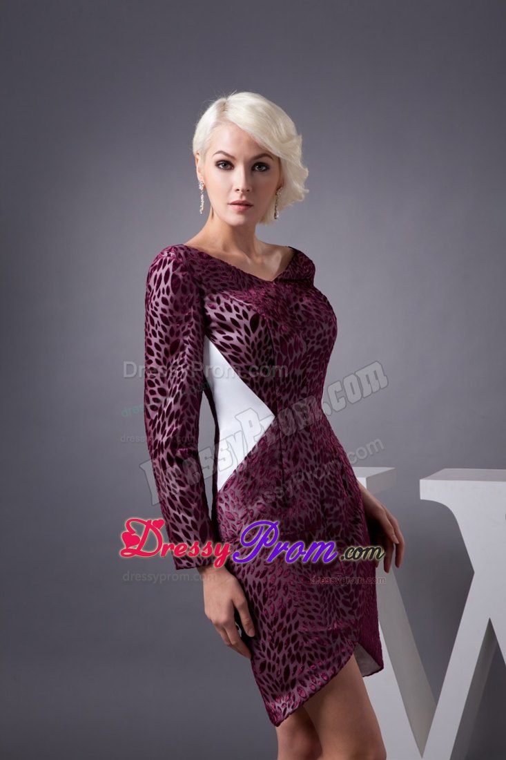 Special Fabric Prom Dresses with V-neck and Long Sleeves for 2013