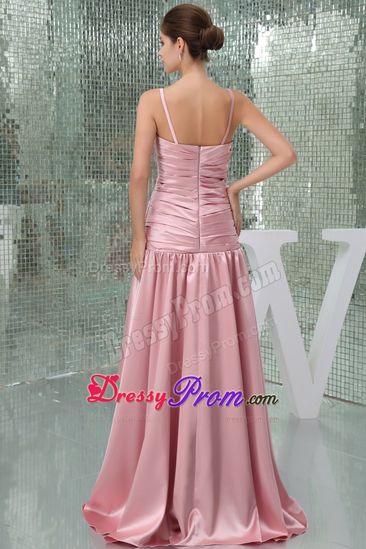 Pink High-low Prom Dress For 2013 with Spaghetti Straps