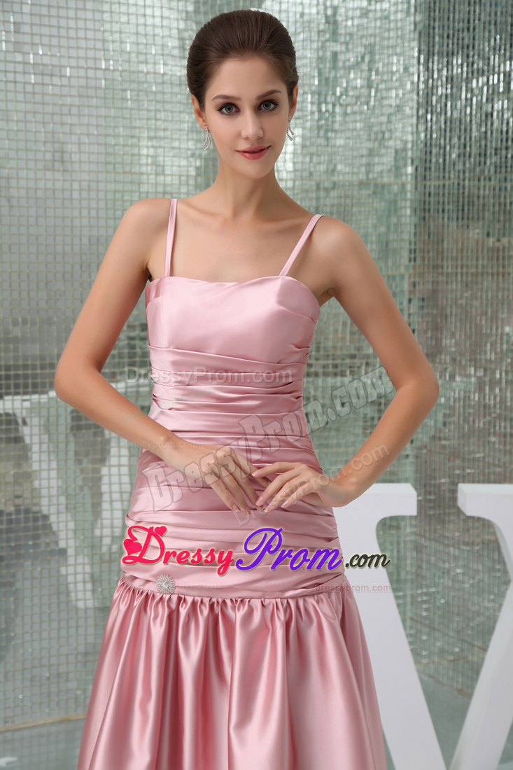 Pink High-low Prom Dress For 2013 with Spaghetti Straps