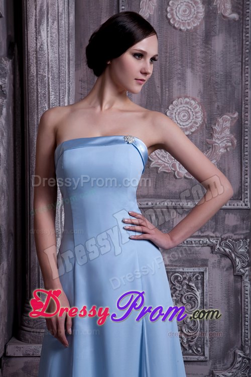 Light Blue A-line Chiffon Prom Gown Dress with Brush Train 2014