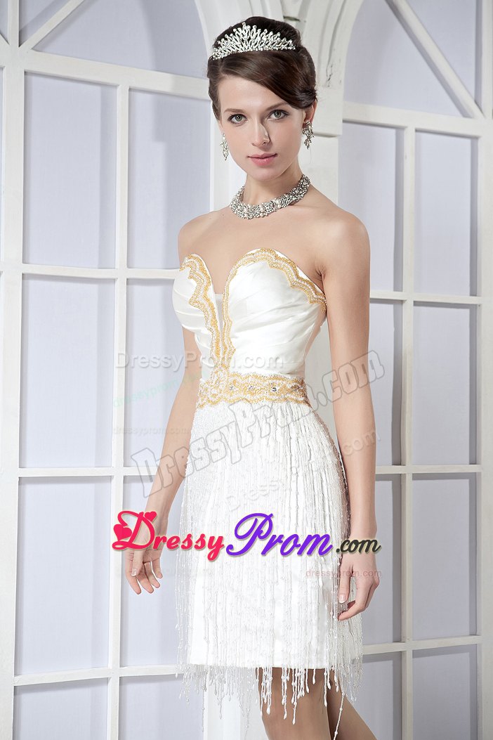 Mini-length Beaded Prom Dress in White for Custom Made