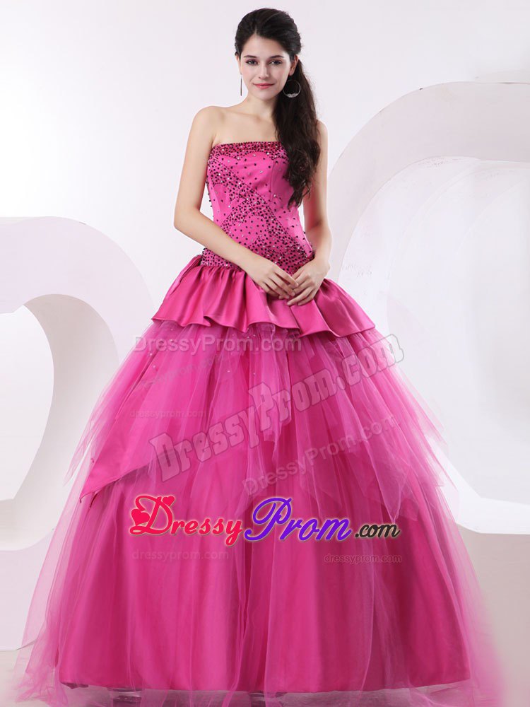 Amazing Strapless Beaded Quinceanera Dress Ruffled Layers for Goiania