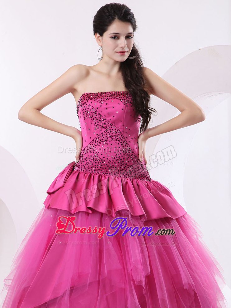Amazing Strapless Beaded Quinceanera Dress Ruffled Layers for Goiania
