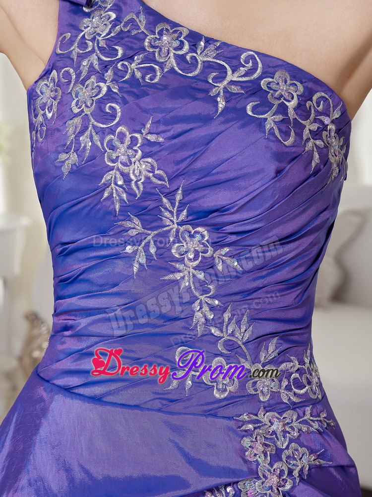 Special Purple One Shoulder Quinceanera Gown Dresses Ruched Bodice