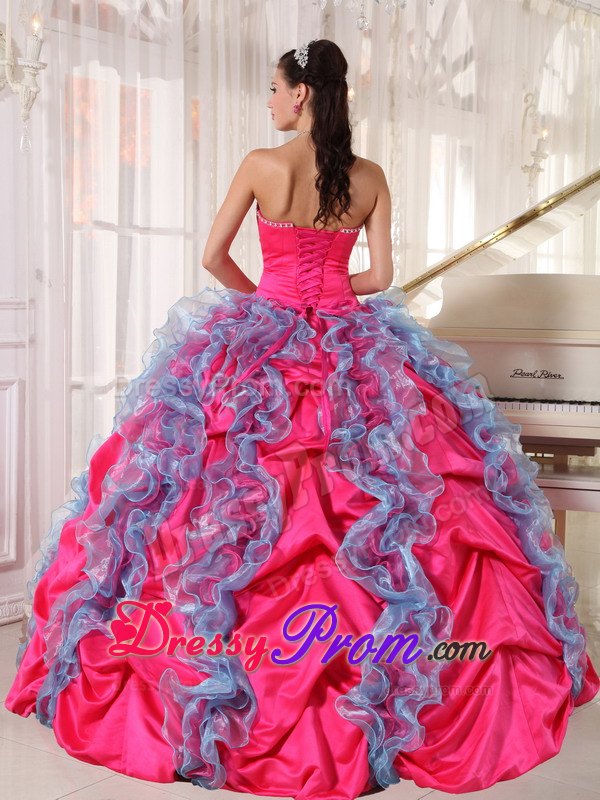 Sweet Beaded Bodice Quinceanera Dresses Gowns Ruffles and Pick-ups