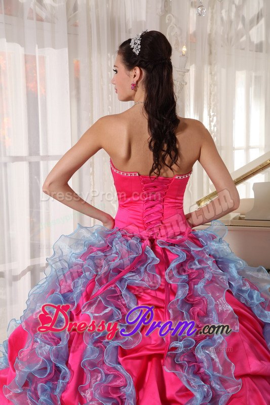 Sweet Beaded Bodice Quinceanera Dresses Gowns Ruffles and Pick-ups