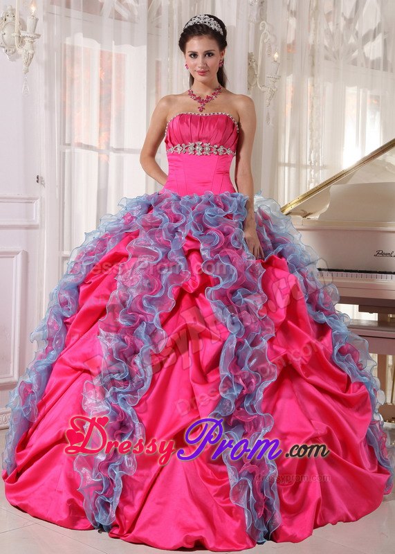 Sweet Beaded Bodice Quinceanera Dresses Gowns Ruffles and Pick-ups