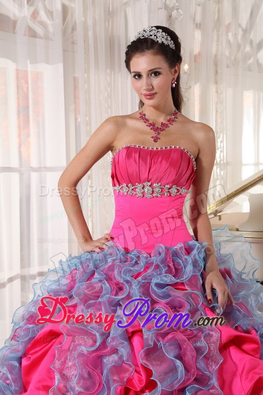 Sweet Beaded Bodice Quinceanera Dresses Gowns Ruffles and Pick-ups