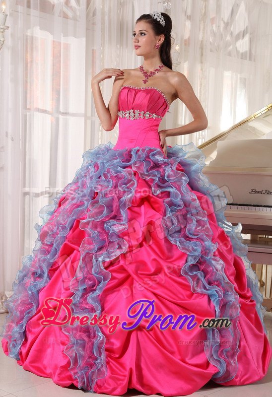 Sweet Beaded Bodice Quinceanera Dresses Gowns Ruffles and Pick-ups