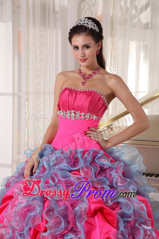 Sweet Beaded Bodice Quinceanera Dresses Gowns Ruffles and Pick-ups