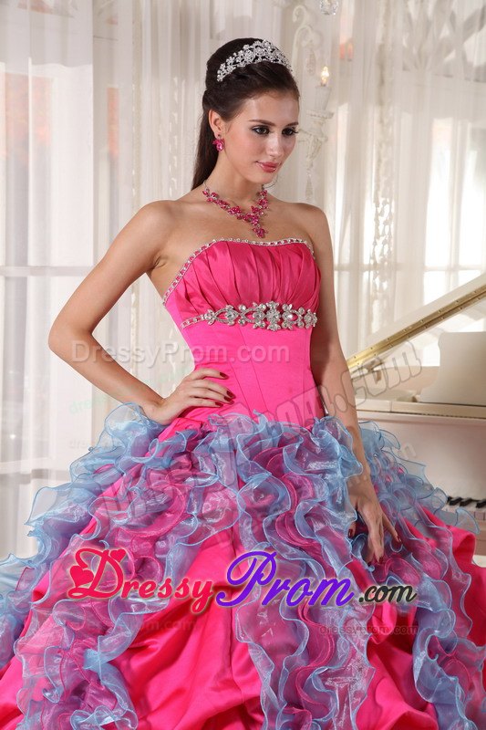 Sweet Beaded Bodice Quinceanera Dresses Gowns Ruffles and Pick-ups