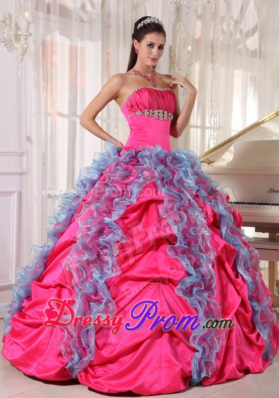 Sweet Beaded Bodice Quinceanera Dresses Gowns Ruffles and Pick-ups