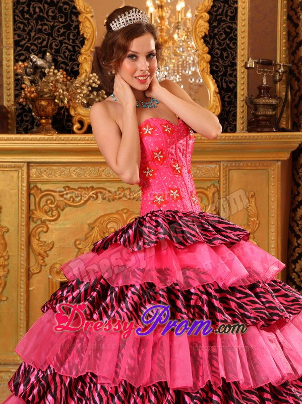 Impressive Beaded Quinceanera Dresses Gowns Organza Zebra Printed