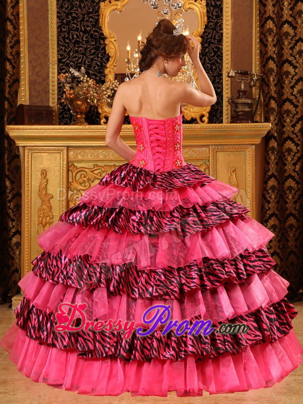 Impressive Beaded Quinceanera Dresses Gowns Organza Zebra Printed