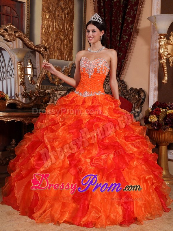 Organza Sweetheart Sweet 15 Dresses Beading and Appliques in Vogue