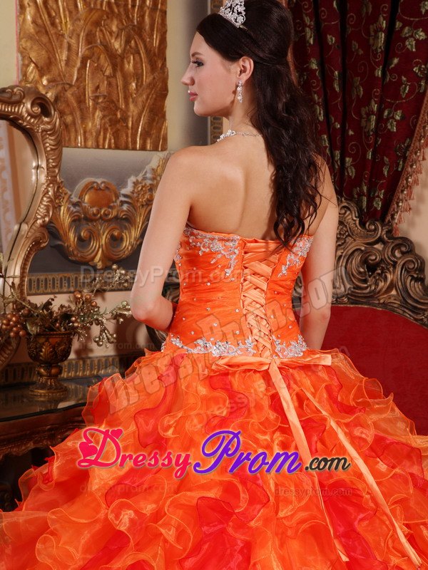 Organza Sweetheart Sweet 15 Dresses Beading and Appliques in Vogue