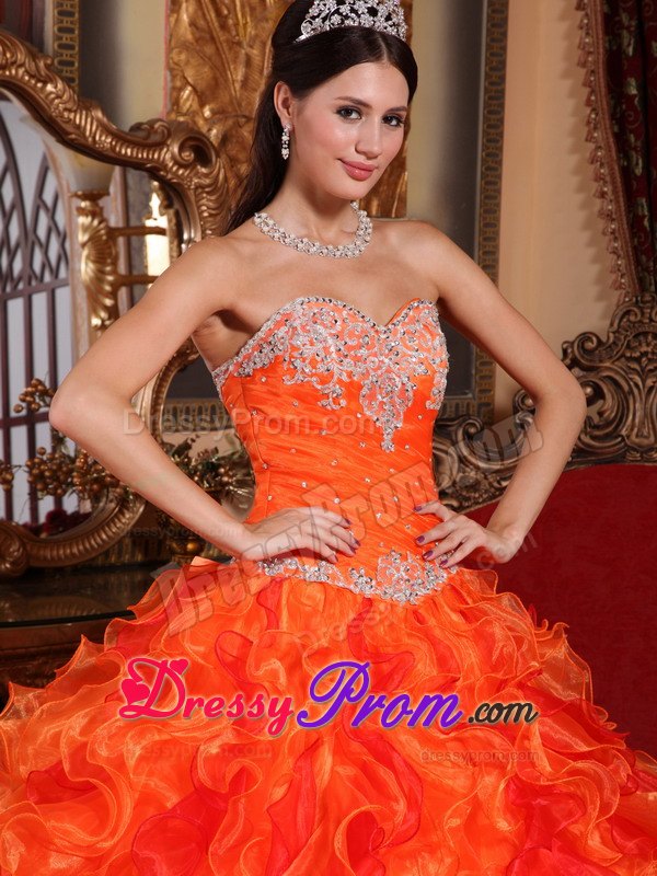 Organza Sweetheart Sweet 15 Dresses Beading and Appliques in Vogue