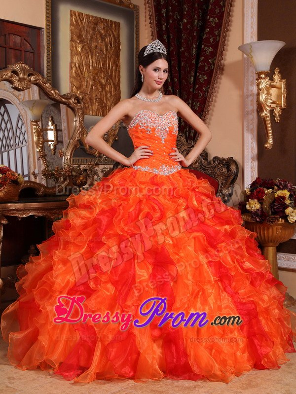 Organza Sweetheart Sweet 15 Dresses Beading and Appliques in Vogue