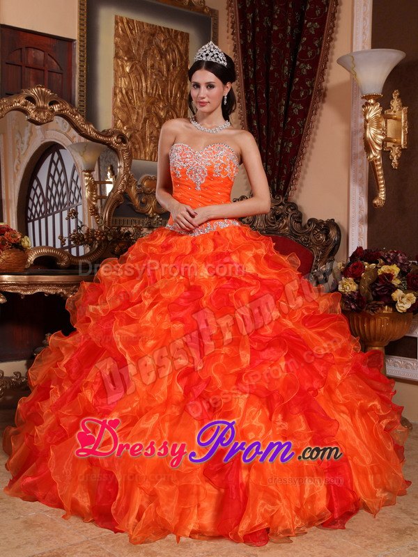 Organza Sweetheart Sweet 15 Dresses Beading and Appliques in Vogue