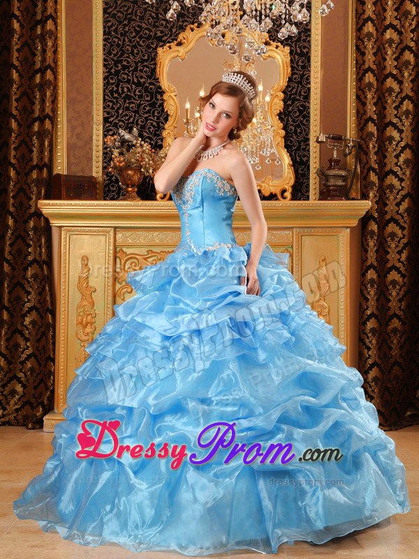 Dashing Blue Ball Gown Sweetheart Quinceanera Gowns with Appliques