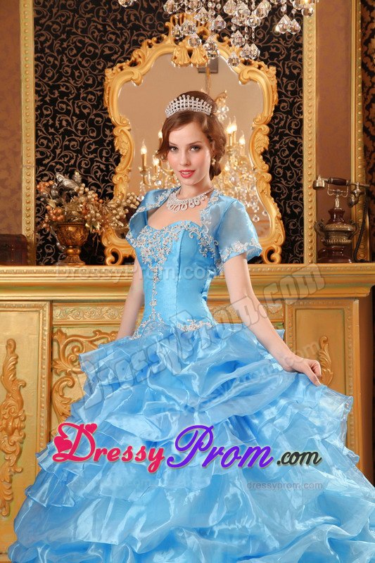 Dashing Blue Ball Gown Sweetheart Quinceanera Gowns with Appliques