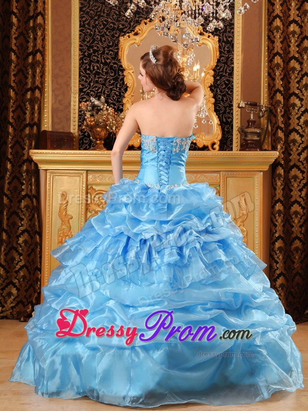 Dashing Blue Ball Gown Sweetheart Quinceanera Gowns with Appliques