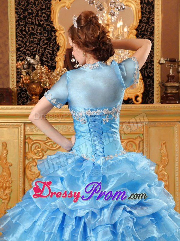 Dashing Blue Ball Gown Sweetheart Quinceanera Gowns with Appliques