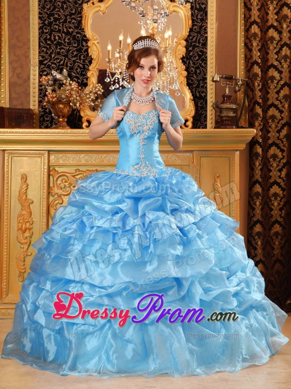 Dashing Blue Ball Gown Sweetheart Quinceanera Gowns with Appliques