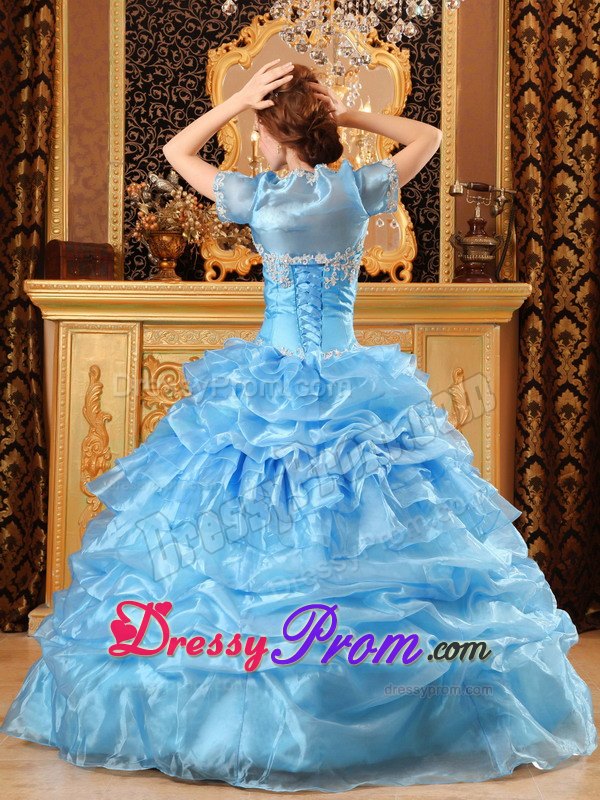 Dashing Blue Ball Gown Sweetheart Quinceanera Gowns with Appliques