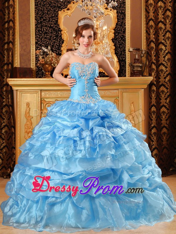 Dashing Blue Ball Gown Sweetheart Quinceanera Gowns with Appliques
