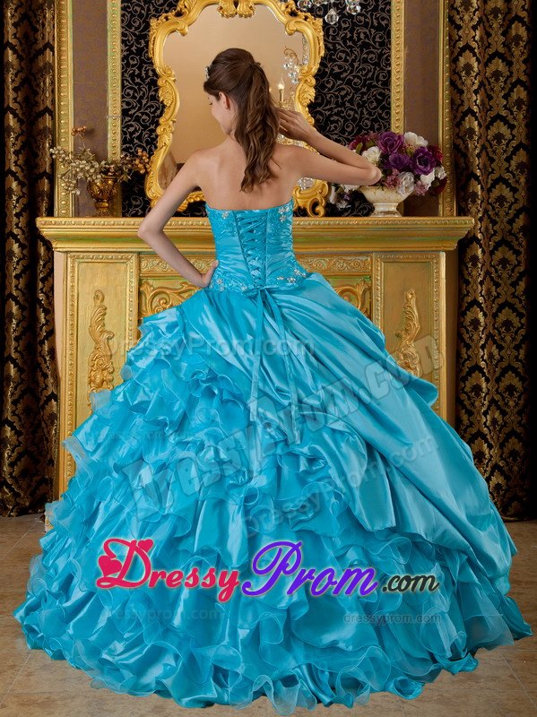 Sweetheart Ruffled Quinceanera Dresses Gowns Appliques and Ruches