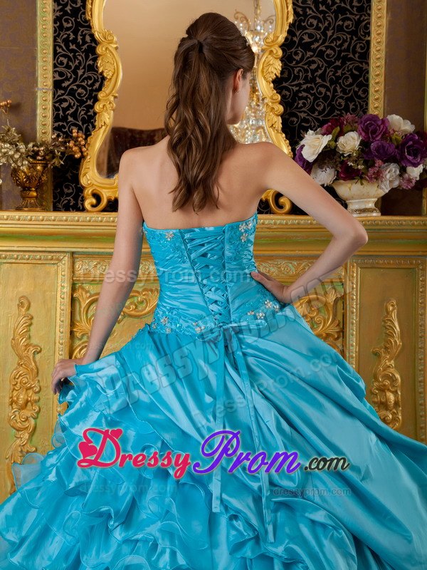 Sweetheart Ruffled Quinceanera Dresses Gowns Appliques and Ruches