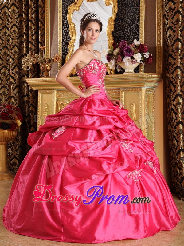 Trendy Strapless Ruching Sweet 16 Dresses with Appliques and Pick-ups