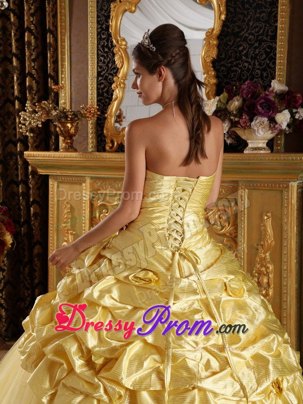 Salvador New Beaded and Ruched Sweet 15 Dresses Pick-ups in Yellow
