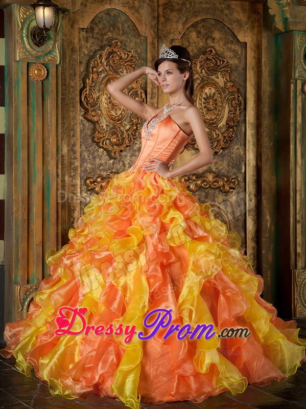 Beautiful Strapless Dress for Quinceanera Beading with Ruffled Layers