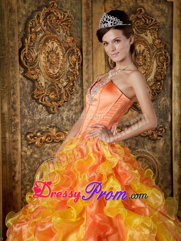 Beautiful Strapless Dress for Quinceanera Beading with Ruffled Layers