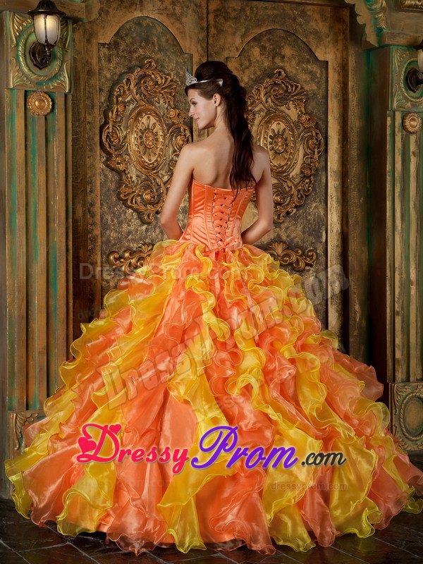 Beautiful Strapless Dress for Quinceanera Beading with Ruffled Layers