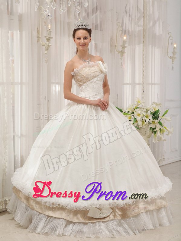 White Quinceanera Dress Beaded Strapless Zipper up Back in Sao Paulo