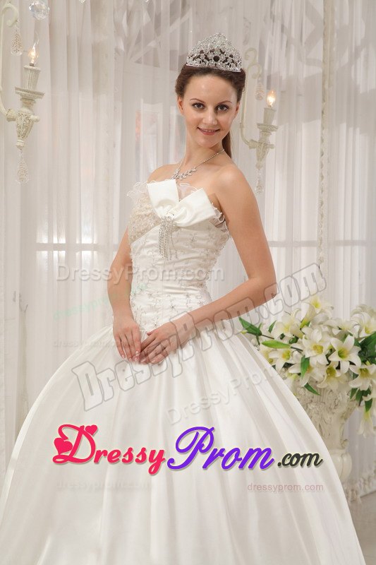 White Quinceanera Dress Beaded Strapless Zipper up Back in Sao Paulo