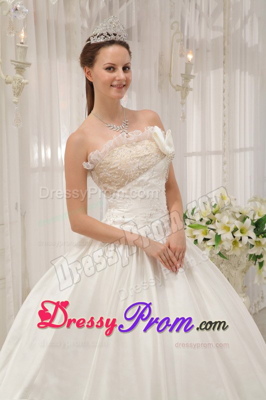 White Quinceanera Dress Beaded Strapless Zipper up Back in Sao Paulo