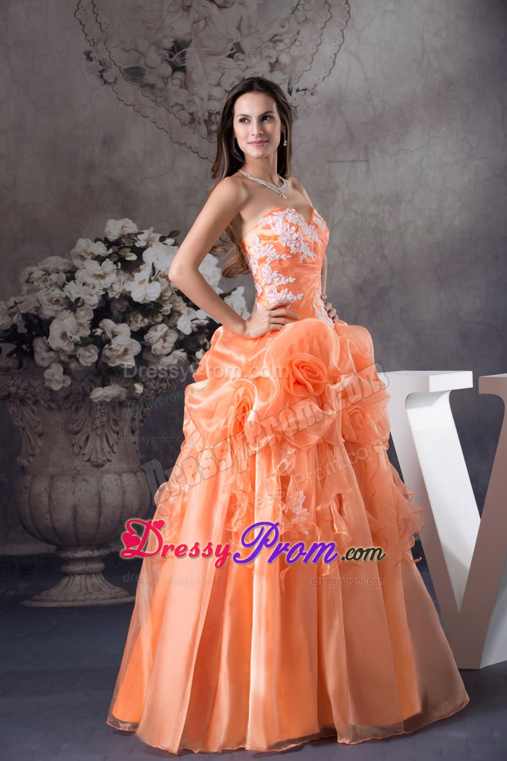 Sweetheart A-line Hand Flowers With Appliques Sweet Sixteen Dresses