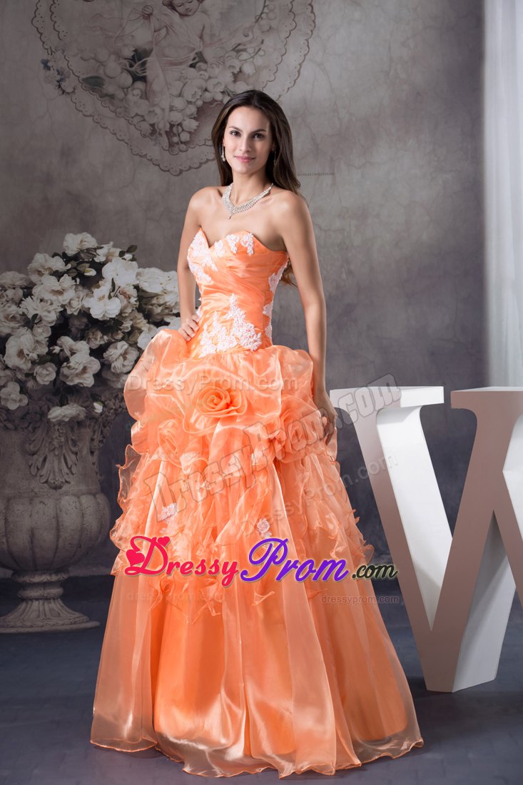 Sweetheart A-line Hand Flowers With Appliques Sweet Sixteen Dresses