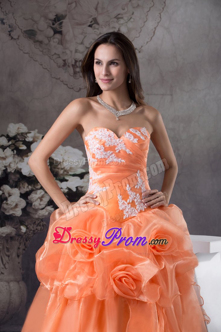 Sweetheart A-line Hand Flowers With Appliques Sweet Sixteen Dresses
