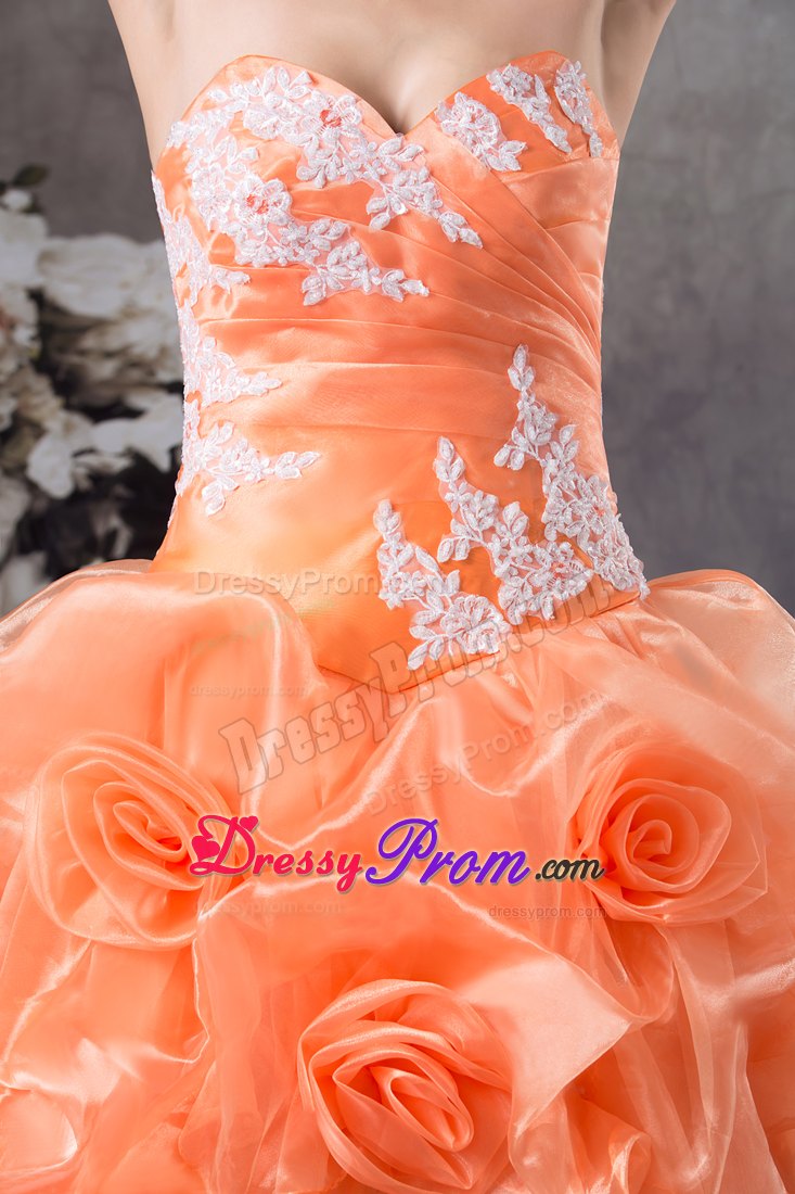 Sweetheart A-line Hand Flowers With Appliques Sweet Sixteen Dresses