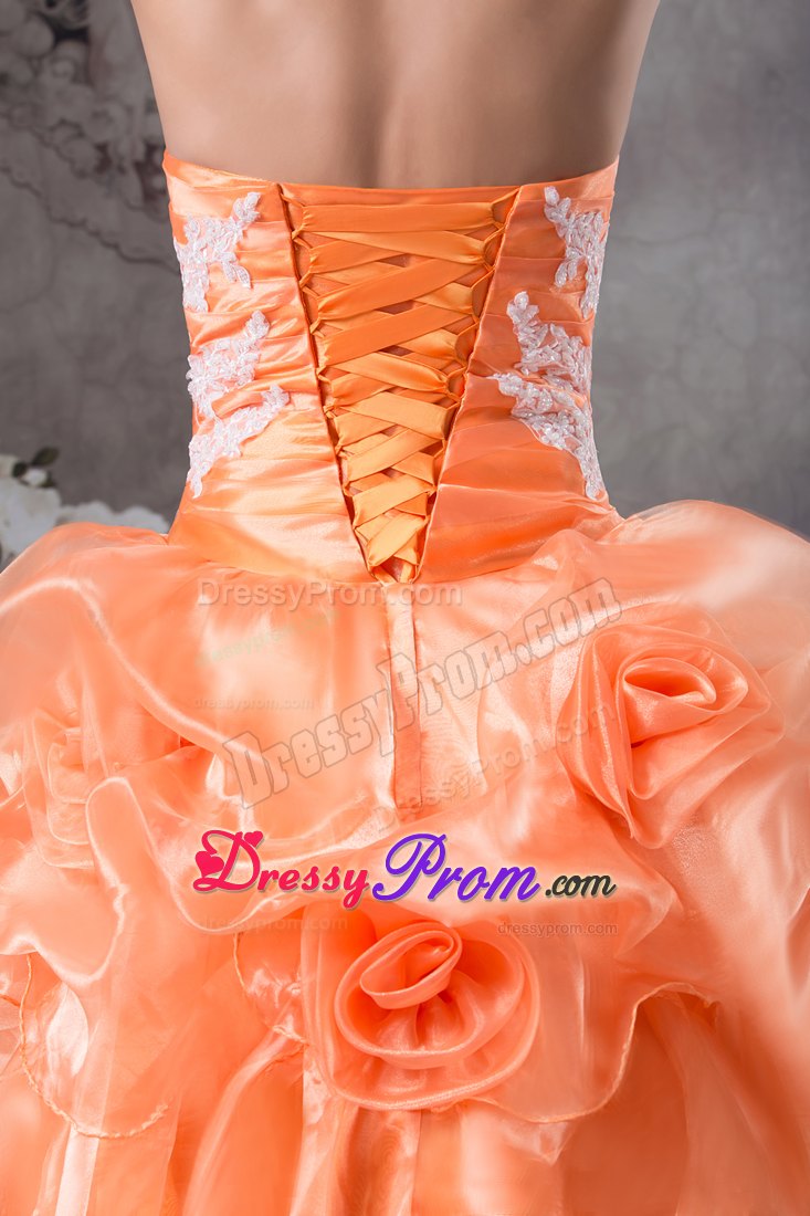 Sweetheart A-line Hand Flowers With Appliques Sweet Sixteen Dresses