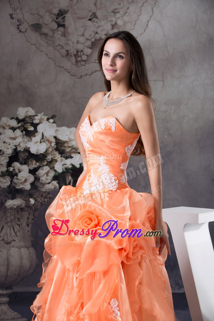 Sweetheart A-line Hand Flowers With Appliques Sweet Sixteen Dresses