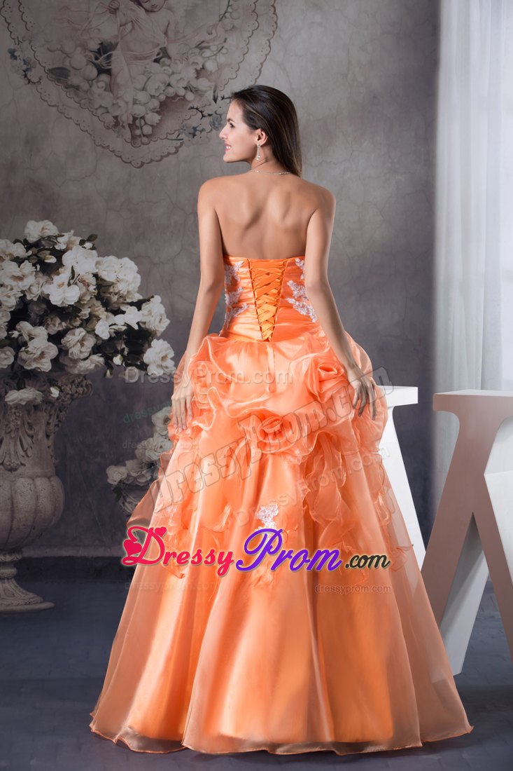 Sweetheart A-line Hand Flowers With Appliques Sweet Sixteen Dresses