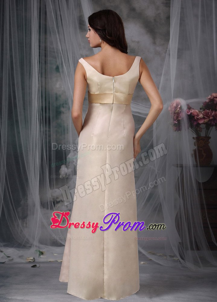 Satin Prom Dress in Champagne with Off The Shoulder Strap