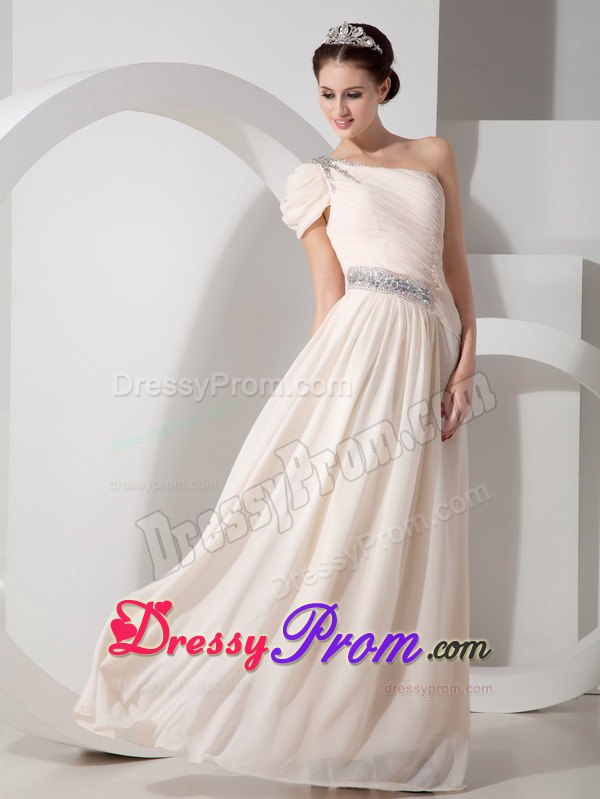 Custom Made Prom Dress with One Shoulder Strap in Chiffon
